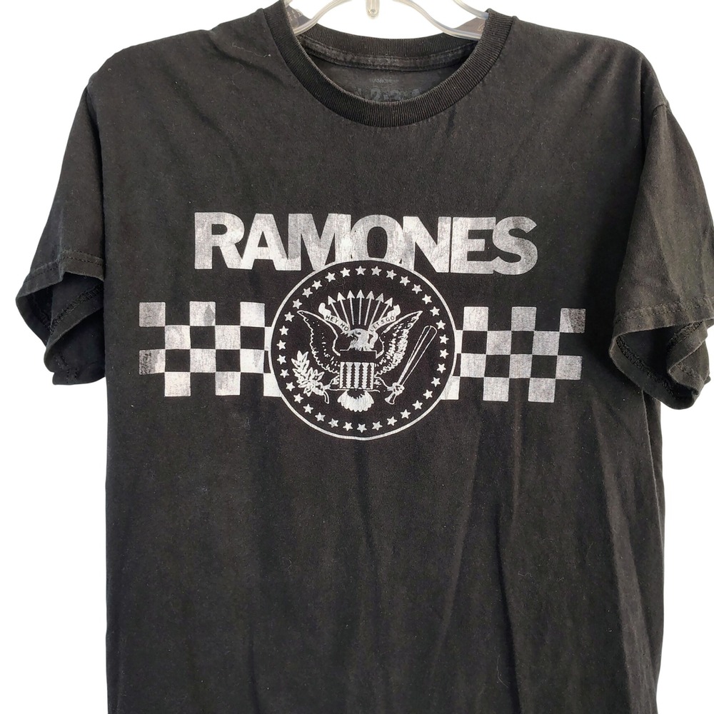 Ramones Presidential Seal Checkered Graphic T-Shirt Black Mens Medium
